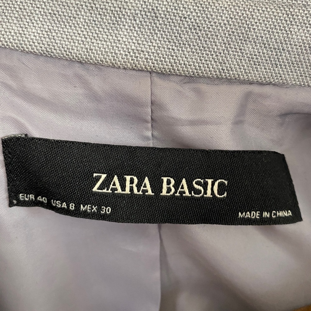 Zara Open Front Light Grey Basic Blazer With Pear… - image 7